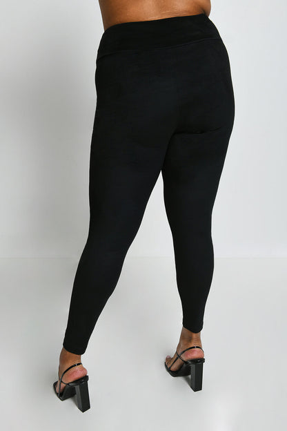 Curve Suede Look Leggings - Black
