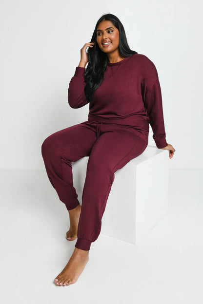 Curve Luxe Lounge Jogger - Dark Cherry