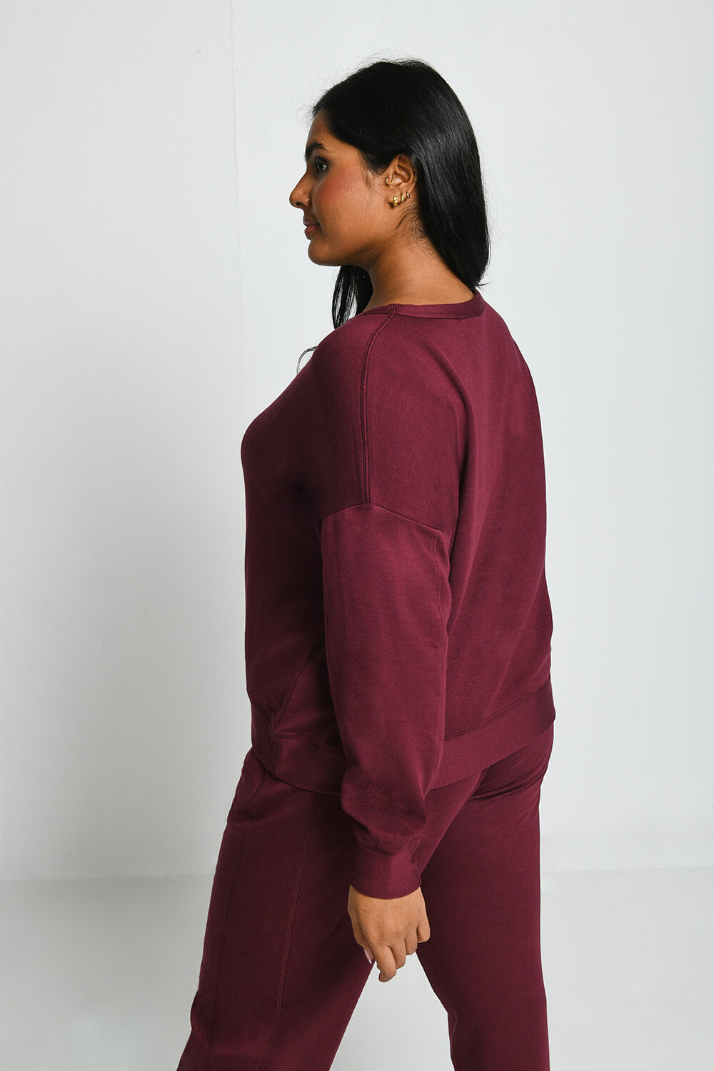 Curve Luxe Lounge Sweatshirt - Dark Cherry
