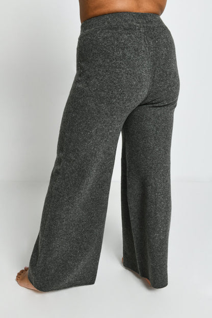 Curve Knit Wide Leg Lounge Trousers - Grey