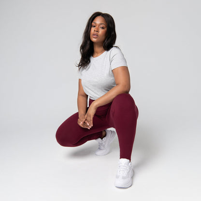 Curve Everyday High Waisted Leggings - Burgundy