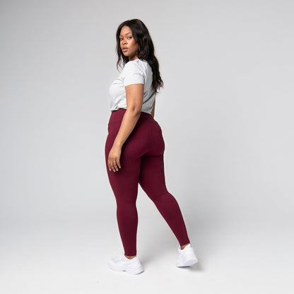 Curve Everyday High Waisted Leggings - Burgundy