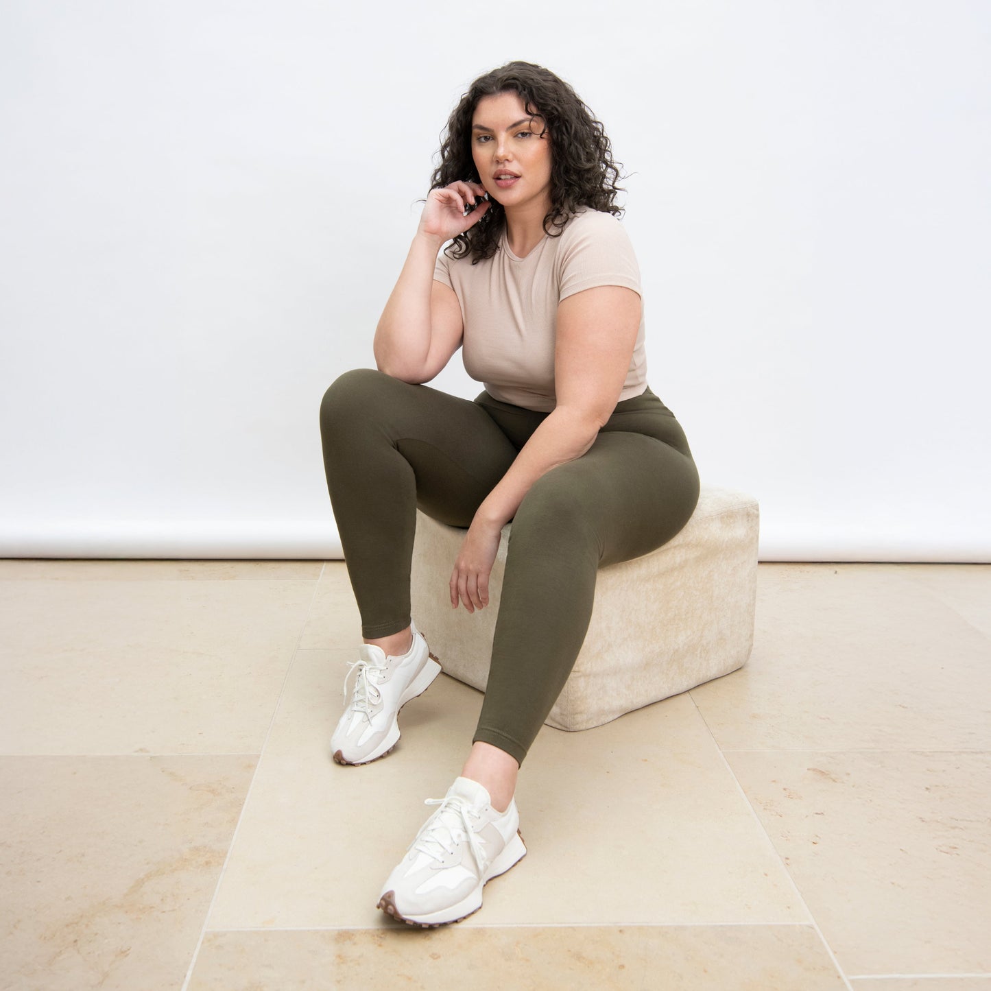 Curve Everyday High Waisted Leggings - Khaki Green