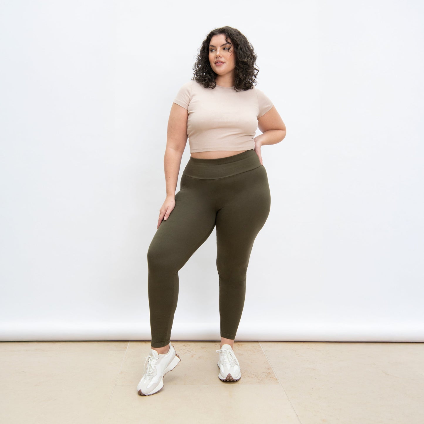 Curve Everyday High Waisted Leggings - Khaki Green