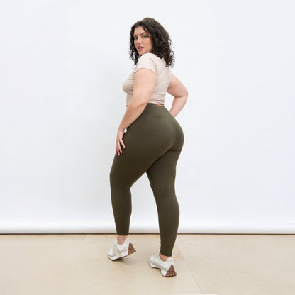 Curve Everyday High Waisted Leggings - Khaki Green