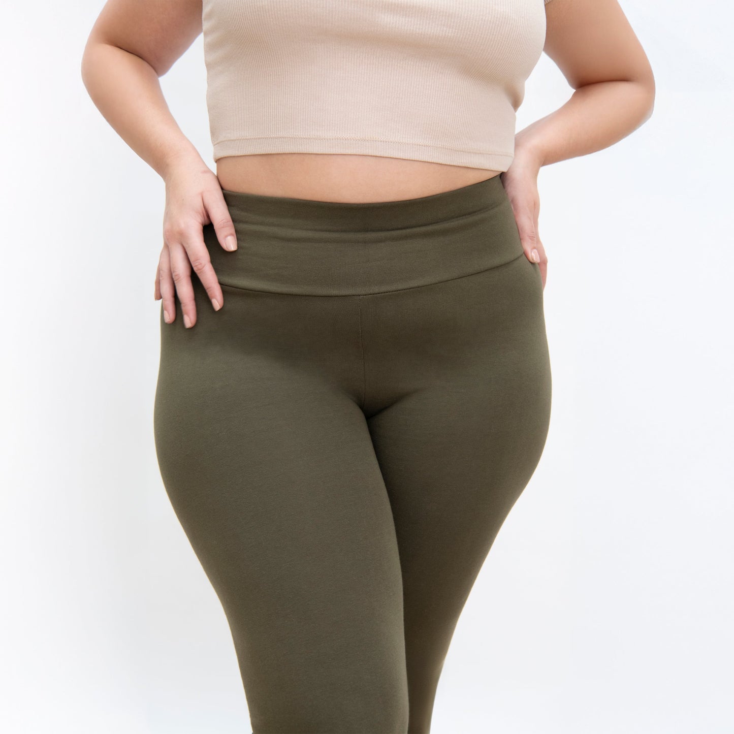 Curve Everyday High Waisted Leggings - Khaki Green