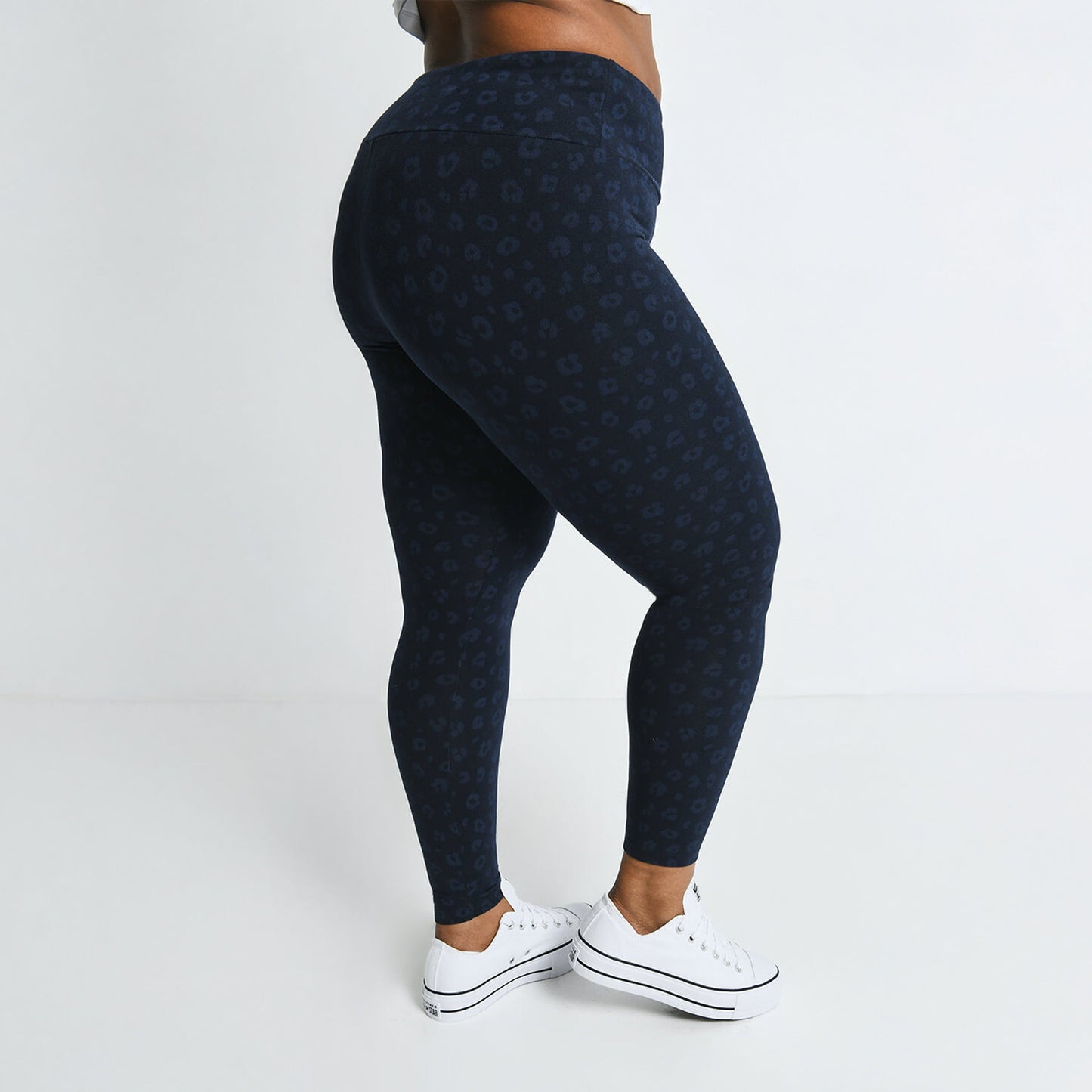 Curve Everyday High Waisted Leggings - Navy Animal Print
