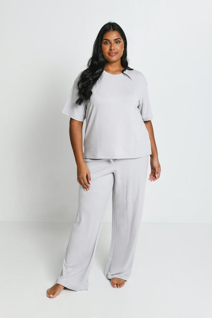 Curve Soft Touch Wide Leg Lounge Set - Grey