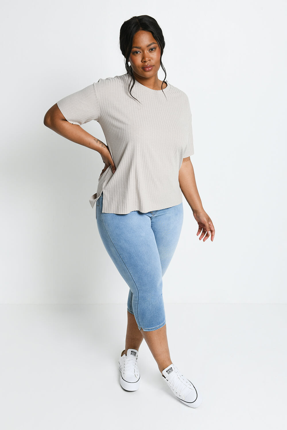 Curve Cropped Jeggings - Light Blue