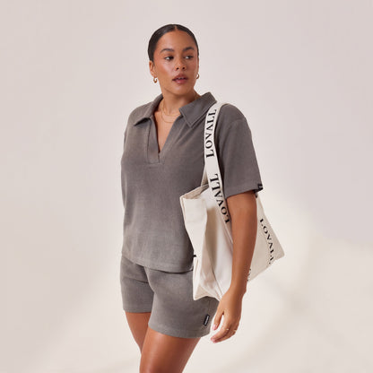 Curve Lightweight Collared Knit Set - Slate Green