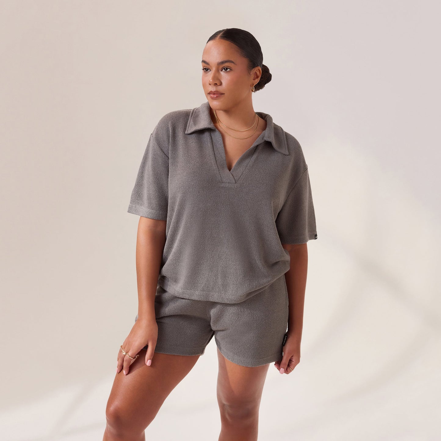 Curve Lightweight Collared Knit Set - Slate Green