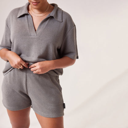 Curve Lightweight Collared Knit Set - Slate Green