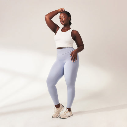Curve Lightweight Everyday High Waisted Leggings - Powder Blue