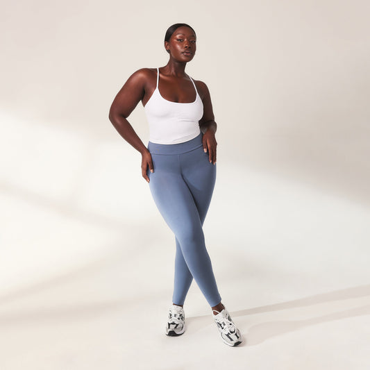 Curve Lightweight Everyday High Waisted Leggings - Steel Blue