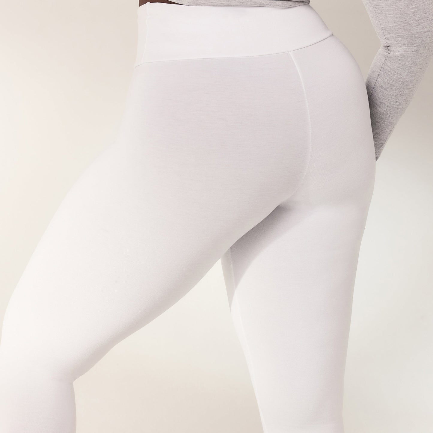 Curve Lightweight Everyday High Waisted Leggings - White