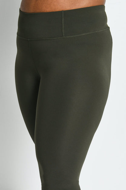 Curve Focus High Waisted Sports Leggings - Olive Green