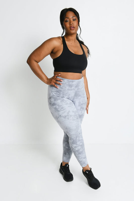 Curve Revitalise 7/8 High Waisted Leggings - Sky Grey Tie Dye