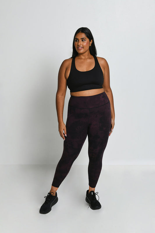 Curve Revitalise 7/8 High Waisted Leggings - Dark Cherry Tie Dye