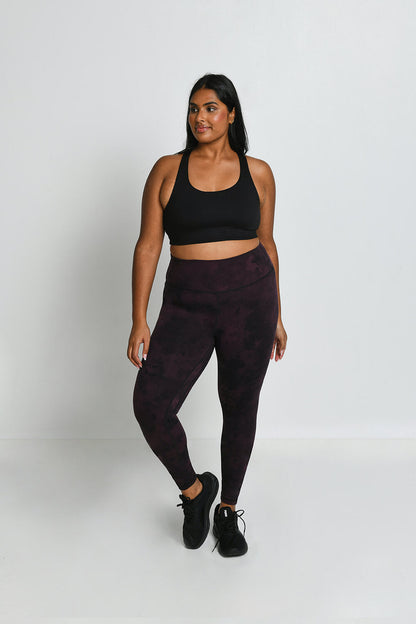 Curve Revitalise High Waisted Leggings - Dark Cherry Tie Dye
