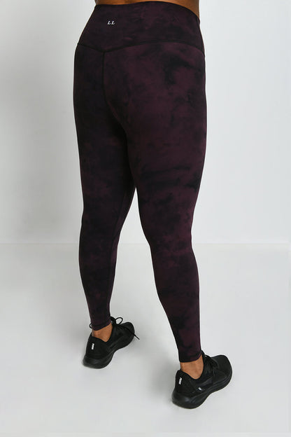 Curve Revitalise High Waisted Leggings - Dark Cherry Tie Dye
