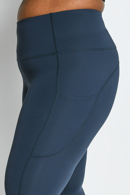 Curve Energise 7/8 High Waisted Gym Leggings - Thunder Blue
