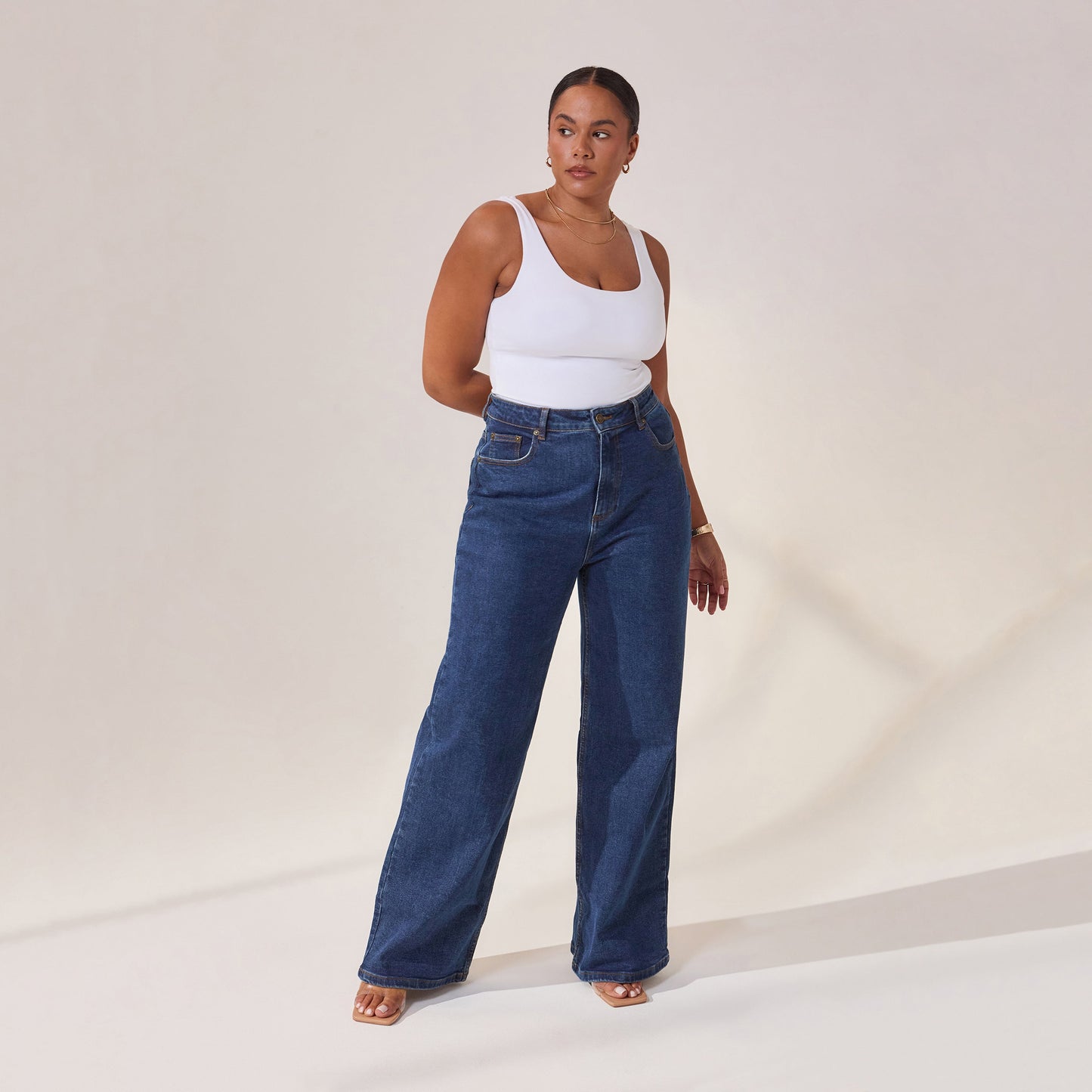 Wide Leg Jeans - Dark Blue