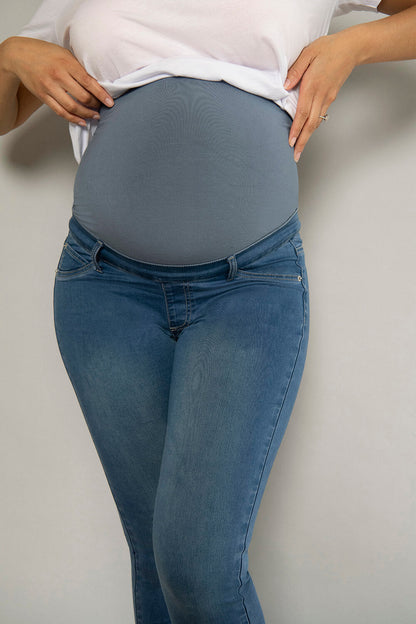 Ankle Grazer Maternity Jeggings - Mid Blue