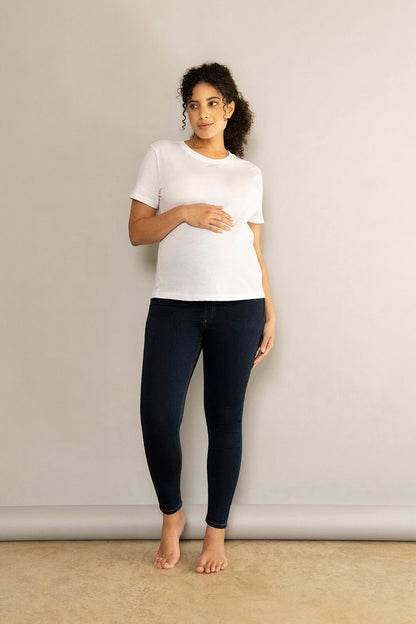 Ankle Grazer Maternity Jeggings - Dark Blue
