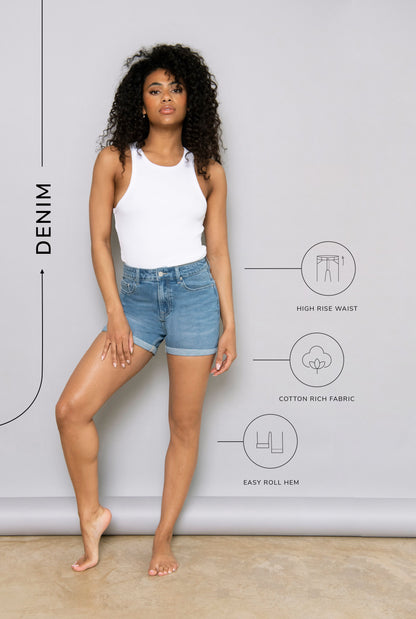 Everyday Denim Shorts - Mid Blue