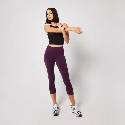 Focus Cropped High Waisted Sports Leggings - Mulberry Plum