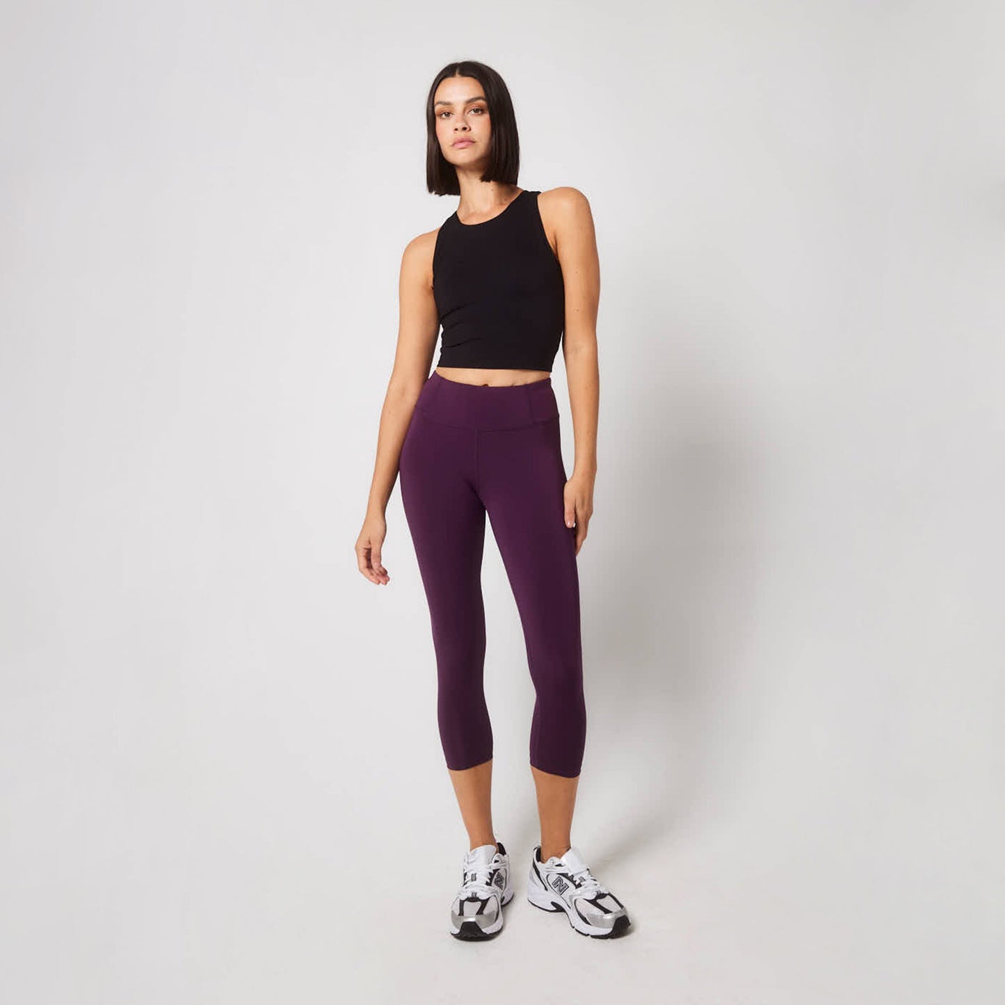 Focus Cropped High Waisted Sports Leggings - Mulberry Plum