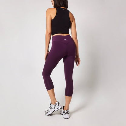 Focus Cropped High Waisted Sports Leggings - Mulberry Plum
