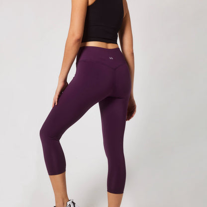 Focus Cropped High Waisted Sports Leggings - Mulberry Plum