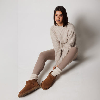 Winter Everyday High Waisted Leggings - Stone