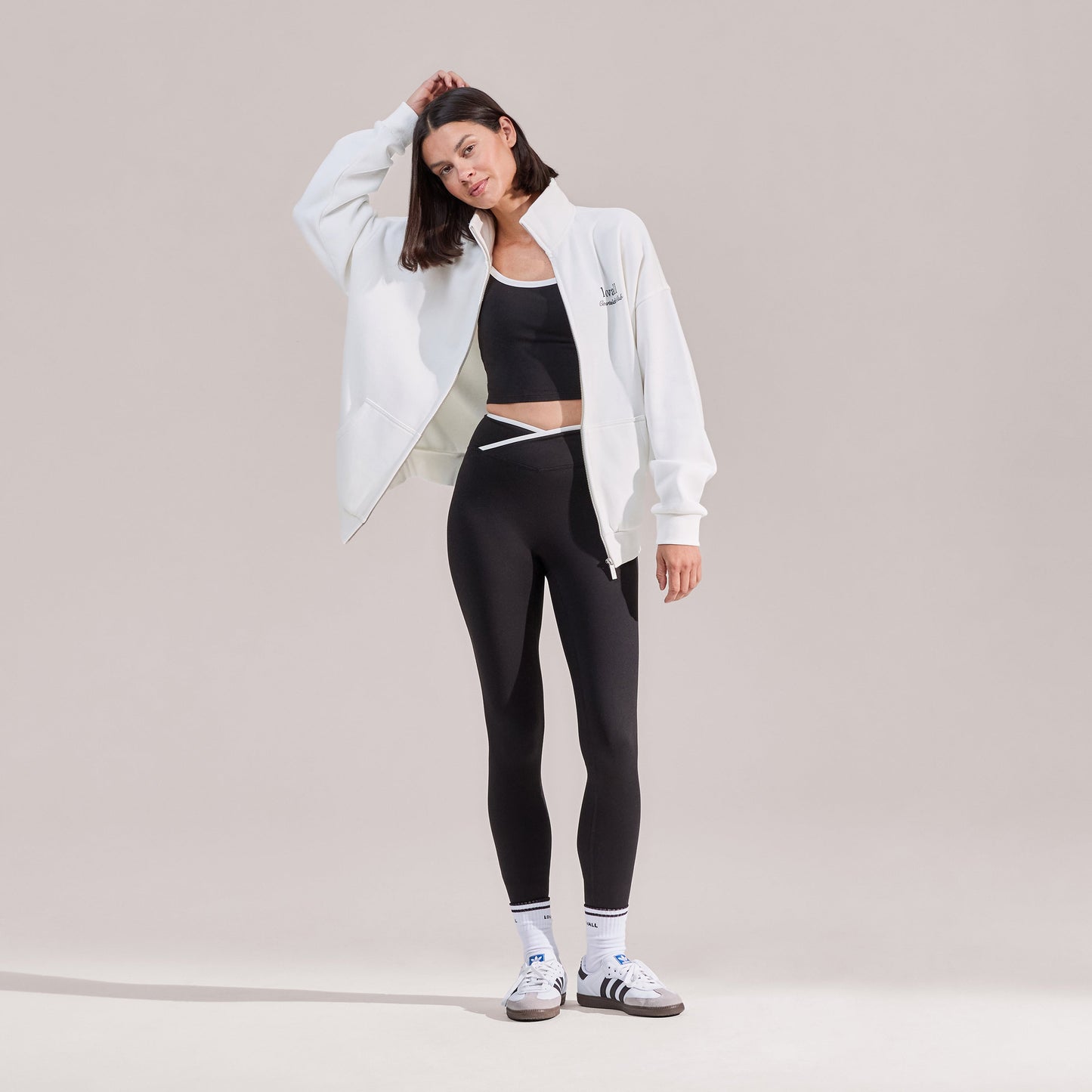 Organic Funnel Neck Zip Through - Off White