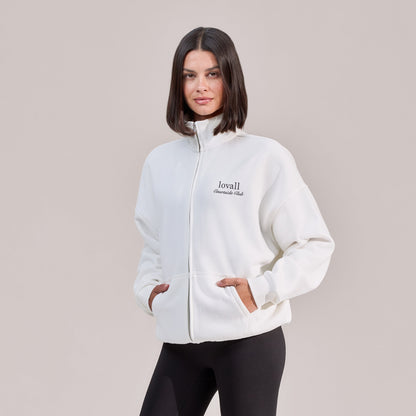 Organic Funnel Neck Zip Through - Off White