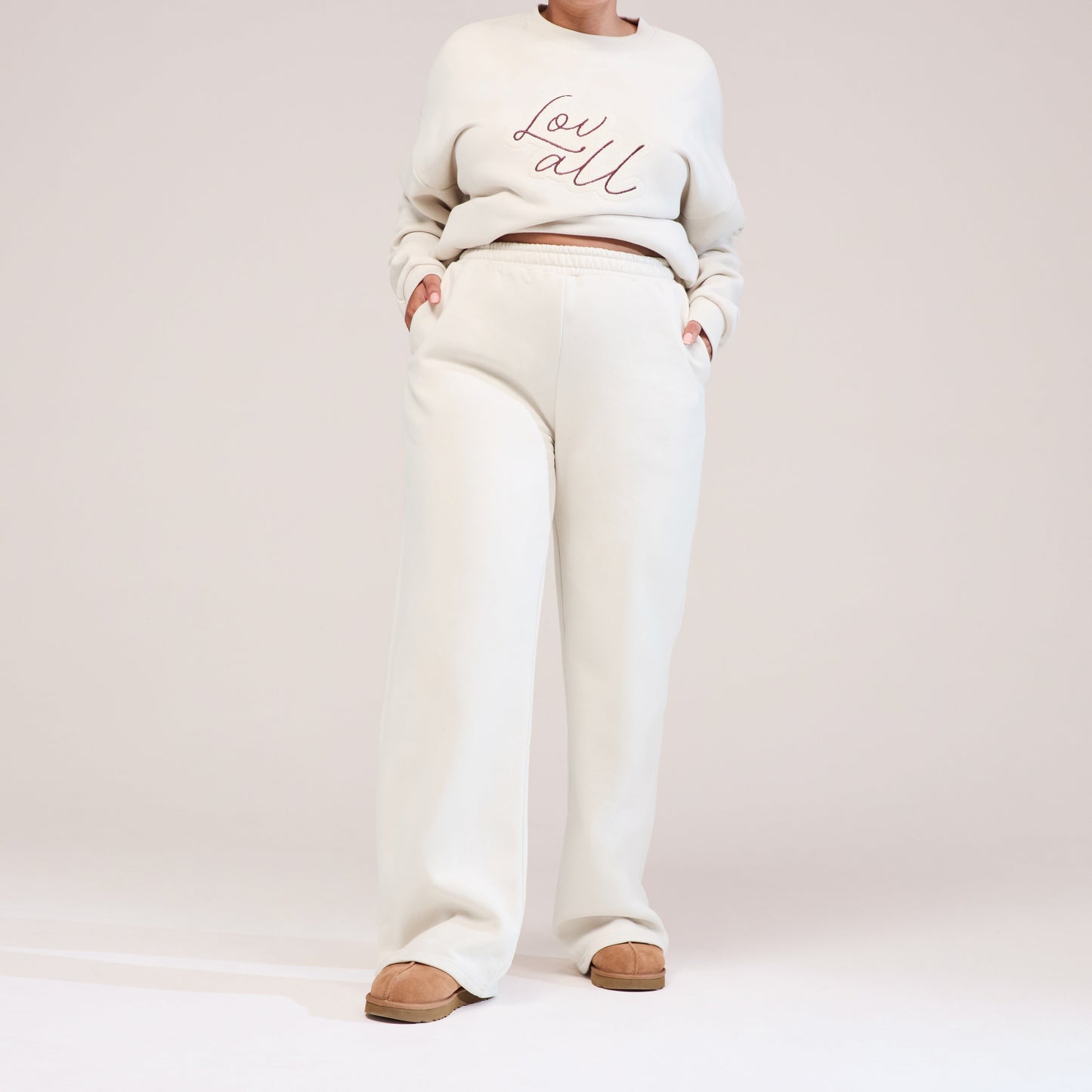 Curve Organic Wide Leg Jogger - Ecru