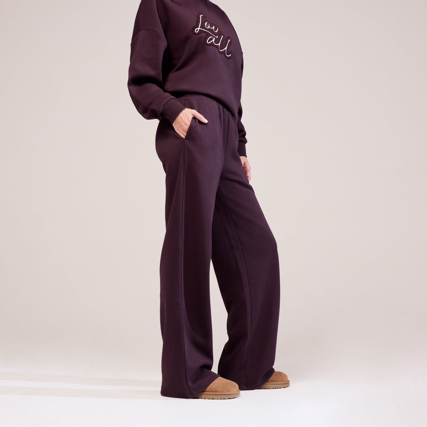 Curve Organic Wide Leg Jogger - Wine