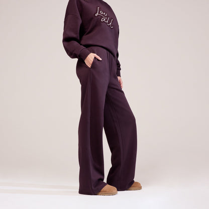 Curve Organic Wide Leg Jogger - Wine