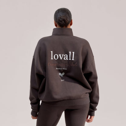 Curve Organic Funnel Neck Zip Through - Black Coffee