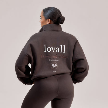 Curve Organic Funnel Neck Zip Through - Black Coffee