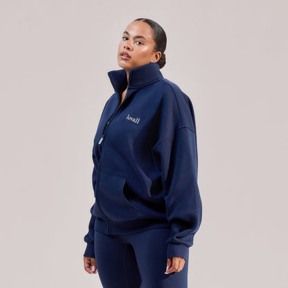 Curve Organic Funnel Neck Zip Through - Navy
