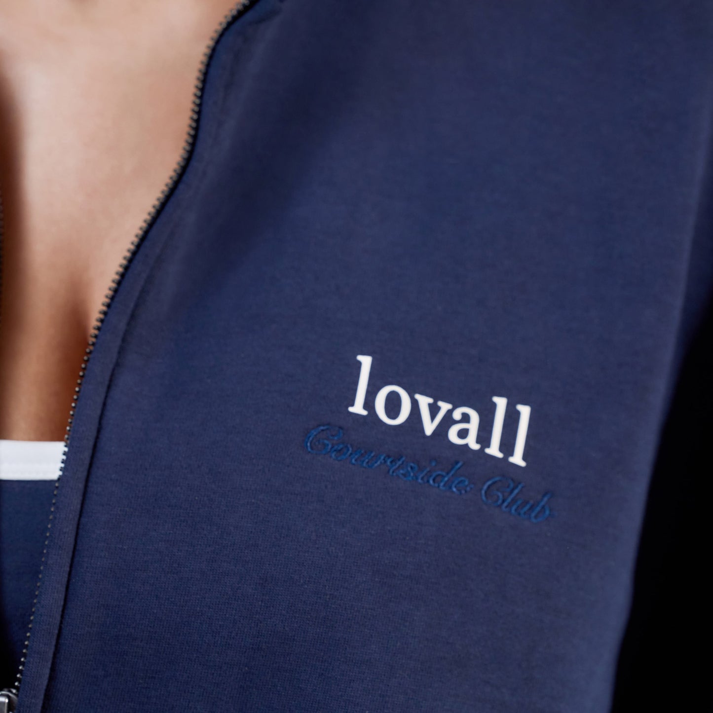 Organic Funnel Neck Zip Through - Navy