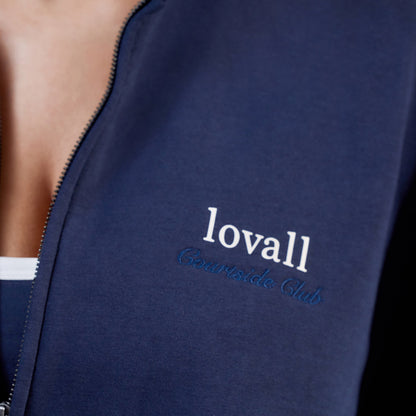 Organic Funnel Neck Zip Through - Navy