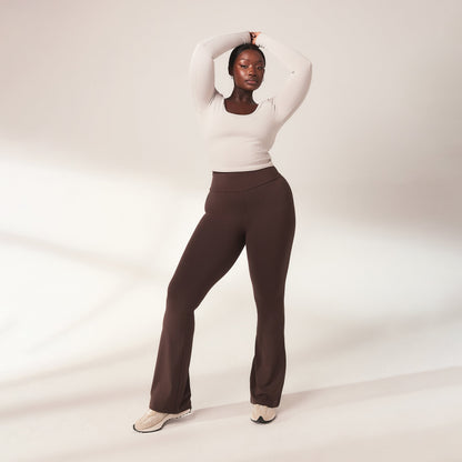 Curve lightweight Flare Leggings - Espresso Brown