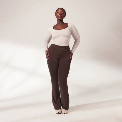 Curve lightweight Flare Leggings - Espresso Brown