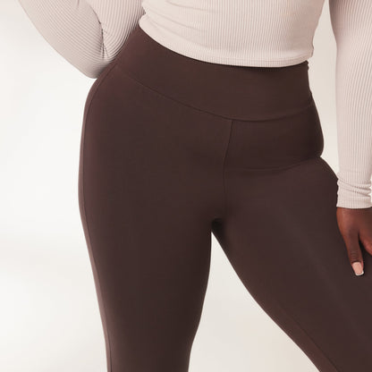 Curve lightweight Flare Leggings - Espresso Brown