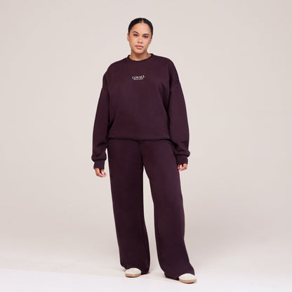 Curve Organic Wide Leg Jogger - Wine