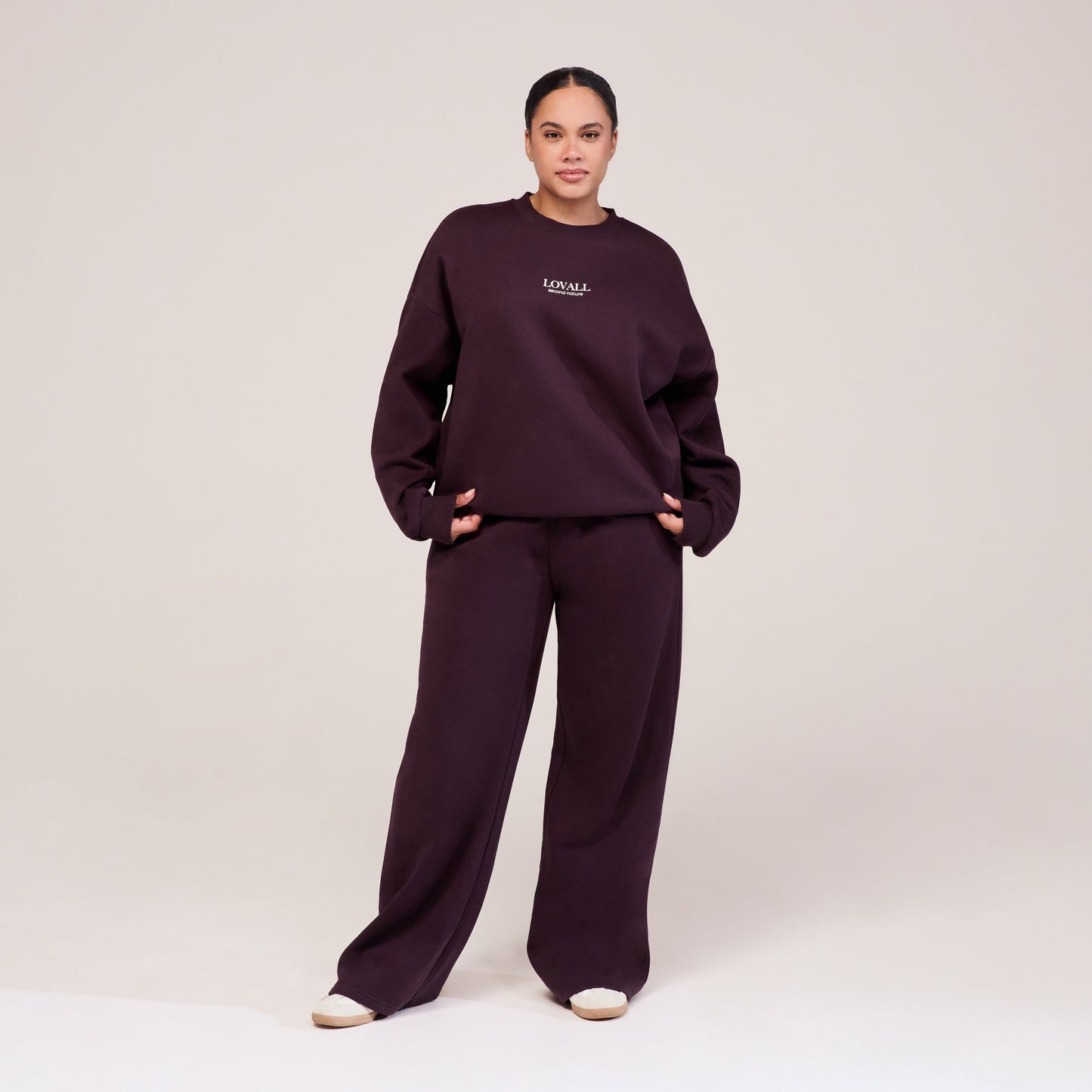 Curve Organic Wide Leg Jogger - Wine