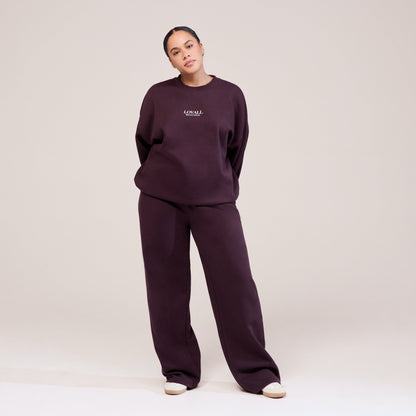 Curve Organic Wide Leg Jogger - Wine